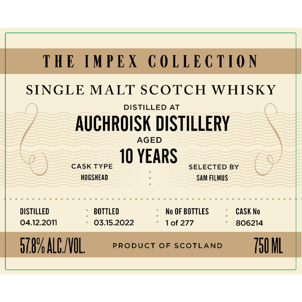 The ImpEx Collection Auchroisk Distillery 10 Year Old - Goro's Liquor