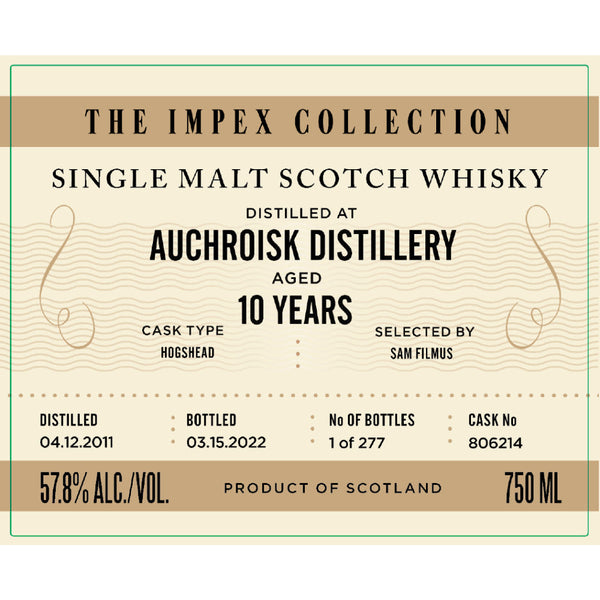 The ImpEx Collection Auchroisk Distillery 10 Year Old - Goro's Liquor