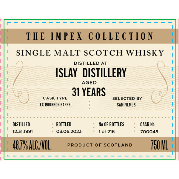 The ImpEx Collection Islay Distillery 31 Year Old 1991 - Goro's Liquor