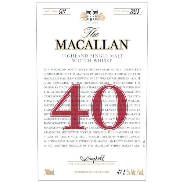 The Macallan 40 Year Old 2023 Edition - Goro's Liquor