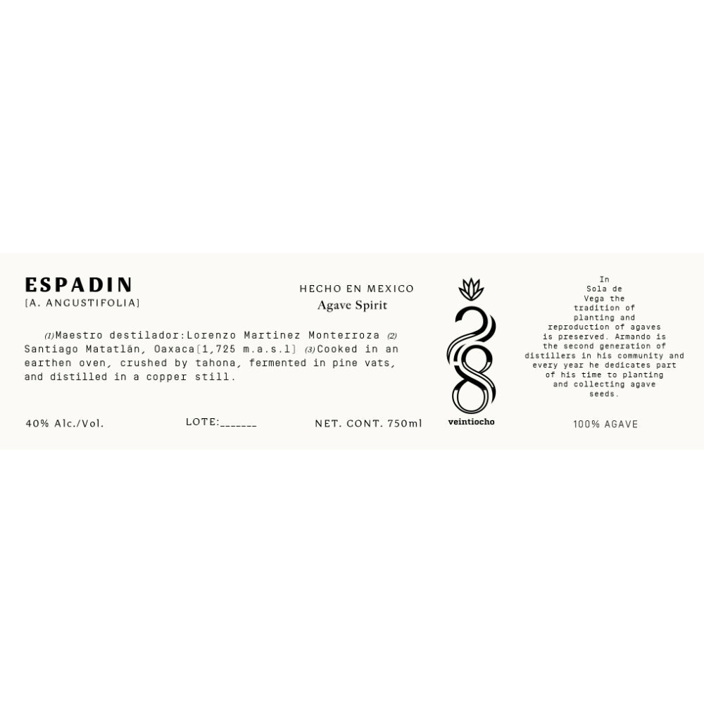 Veintiocho Espadin Agave Spirit - Goro's Liquor