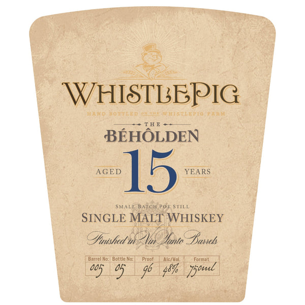 WhistlePig The Beholden 15 Year Old Finished in Vin Santo Barrels - Goro's Liquor