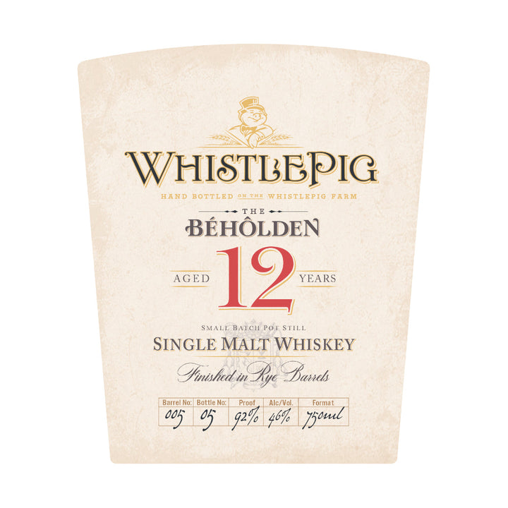 WhistlePig The Beholden 12 Year Old Single Malt Whiskey - Goro's Liquor