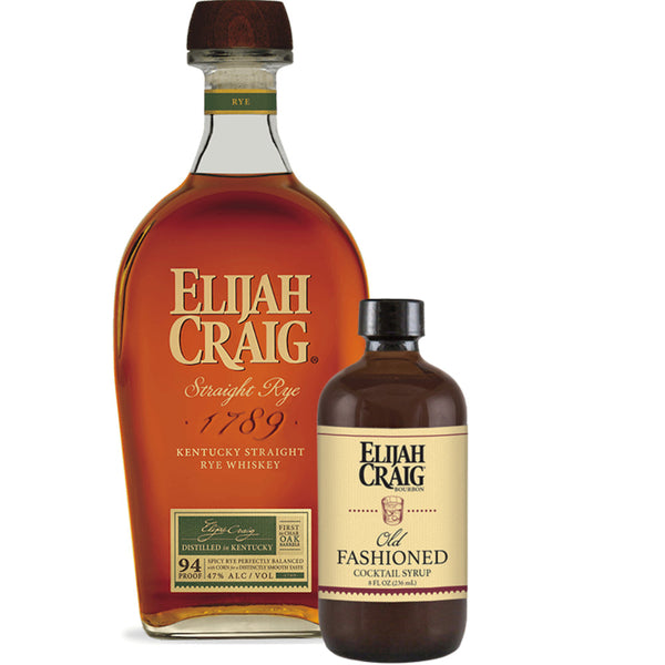 Elijah Craig Straight Rye Whiskey + FREE Bottle Of Elijah Craig Old Fashioned Cocktail Syrup - Goro's Liquor