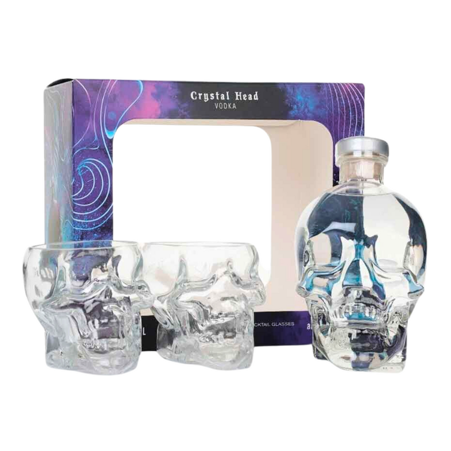 Crystal Head Aurora Vodka Gift Set With 2 Skull Cocktail Glasses Vodka Crystal Head Vodka   