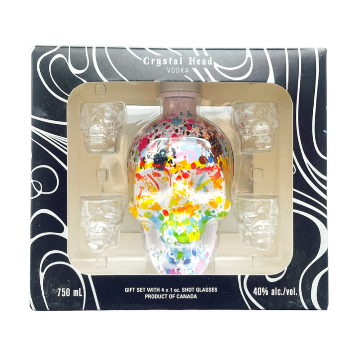 Crystal Head Paint Your Pride Vodka Gift Set With 4 Skull Shot Glasses Vodka Crystal Head Vodka   