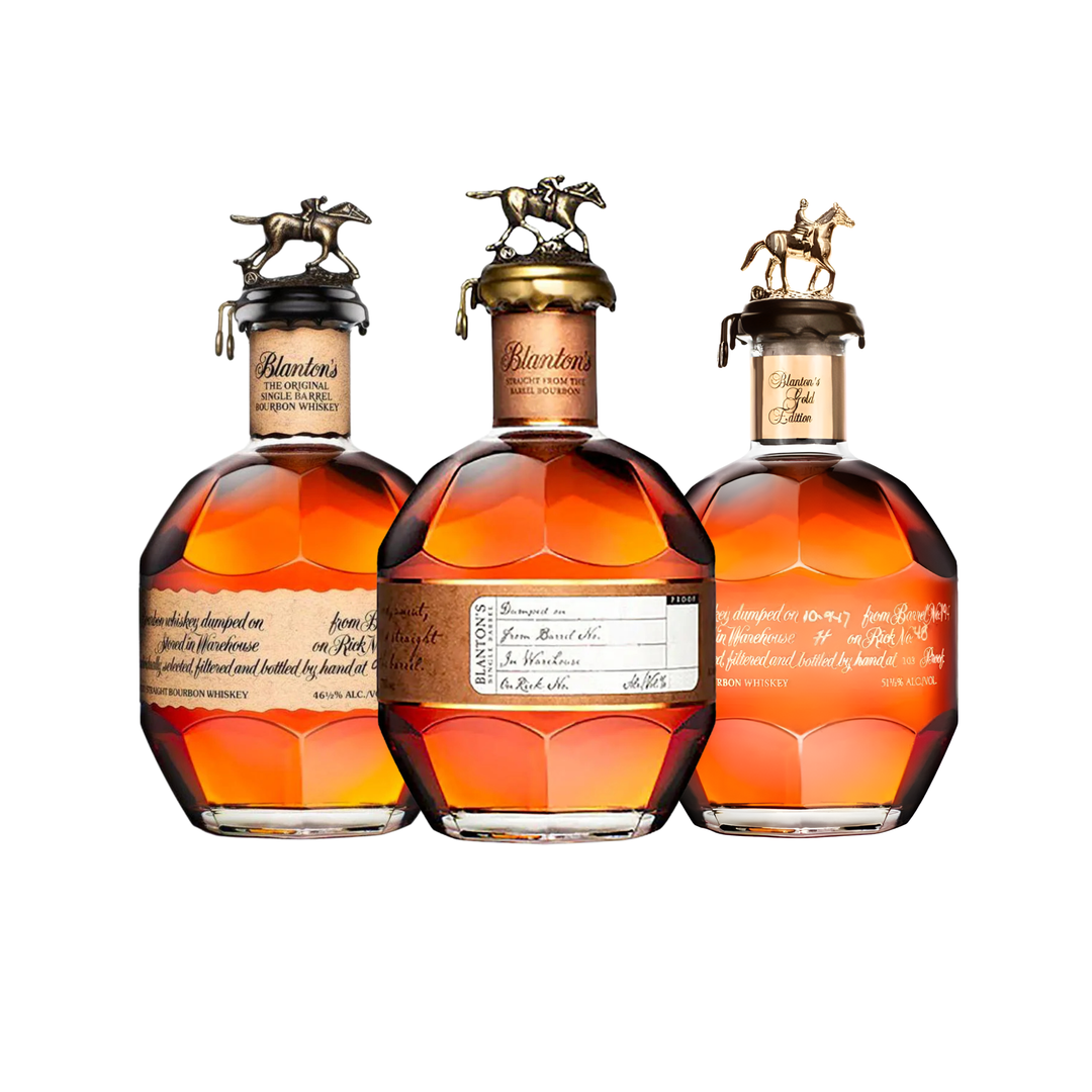 Blanton's "Tri-Fecta" Original Single Barrel , Gold , Straight from the Barrel Whiskey Bourbon Bundle