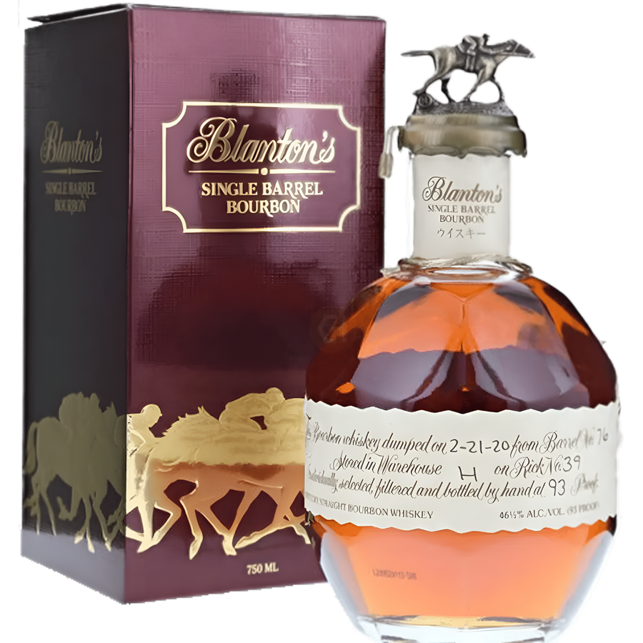 Blanton's Single Barrel Bourbon bottle with 750 mL gift box, amber glass