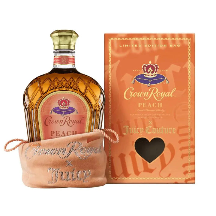 Crown Royal Peach bottle with Juicy Couture limited edition gift bag and box