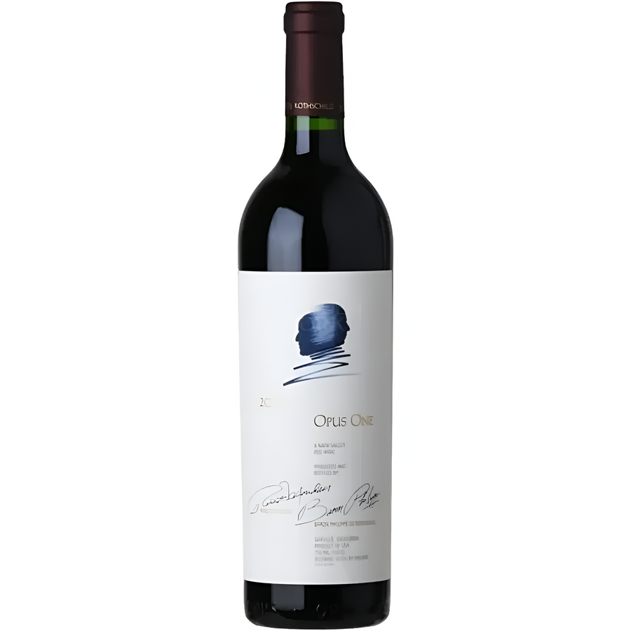 Opus One Cabernet Sauvignon 2022 bottle with dark glass and white label featuring a blue emblem